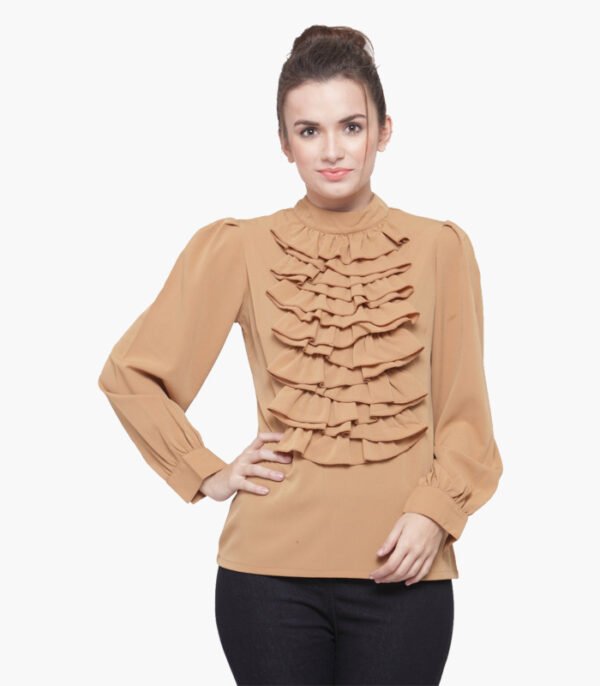 Women-Khaki-Solid-Top