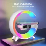 G Speaker Lamp -G63 4 In 1 Multi-Function Bluetooth Speaker With Wireless Charging, RGB Light and Alarm Clock - Charger G Lamp with Sunrise Alarm for Bedroom & Bedside table (G Speaker) - Image 3