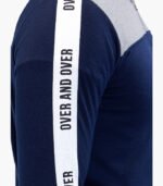 Men Hooded Navy Blue & Grey T-Shirt - Image 3