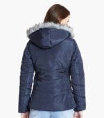 Women Navy Blue Solid Parka Jacket - Image 2